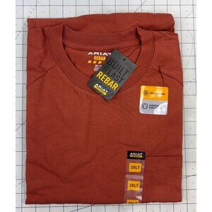 Ariat Men’s Rebar Cotton  Long Sleeve Pocket T-Shirt Burnt Henna XXL Tall NEW
